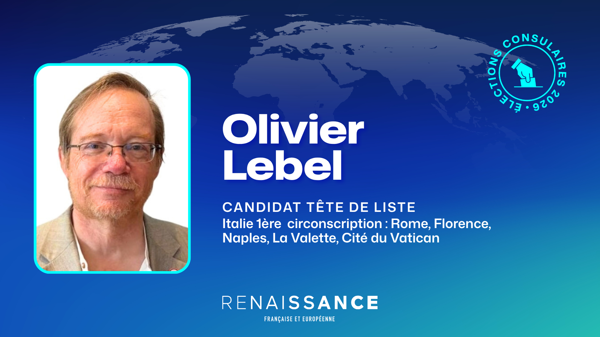 Vos candidats : Olivier Lebel, candidat à Rome